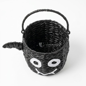 Black Bat Storage Basket Water Hyacinth Woven Organizer <b>Halloween</b> <b>Decor</b> Bathroom Kitchen Home - Product Image 3