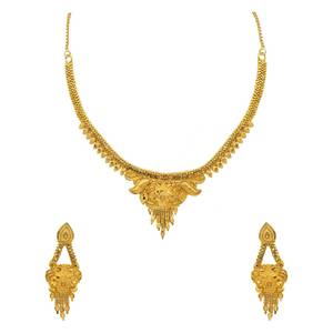 สร้อยคอทองเหลืองชุบทอง 14K 18K 24K แบบสั้น ดีไซน์ดั้งเดิม ชุดเครื่องประดับแฟชั่นอินโด-เวสเทิร์น ขายส่ง - Product Image 3