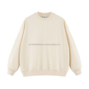 Logotipo personalizado 100% algodón cuello redondo bordado en relieve sudaderas hombres Unisex sólido en blanco liso pulóver sudaderas - Product Image 5