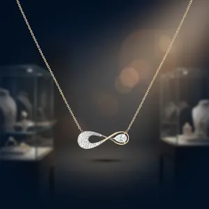 จี้เพชรเพาะเลี้ยงในห้องปฏิบัติการ ทองคำโรสโกลด์ 14K พร้อมสร้อยคอ น้ำหนัก 0.58 กะรัต รูปทรงกลมและทรงหยดน้ำ เครื่องประดับหรูหราสำหรับงานปาร์ตี้และงานหมั้น - Product Image 4