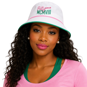 Pretty Since 1908 White Bucket <b>Hat</b> for <b>Women</b> Embroidered Letter Sun Cap Casual Sorority Inspired Outdoor <b>Summer</b> Fashion - Product Image 6