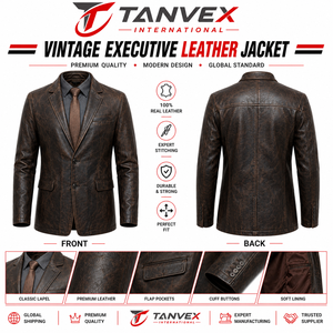 Veste en cuir véritable marron pour homme TANVEX, style motard, col montant, double poche, poches zippées, hiver - Product Image 5