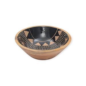 Bol de service carré en bois avec intérieur émaillé rayé bleu et cuillère assortie pour la cuisine et la table à manger - Product Image 4