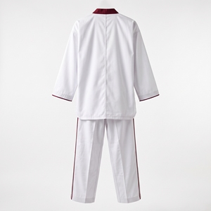 Uniforme de Taekwondo Blanco Unisex con Ribete Borgoña y Cinturón Negro, Ropa Duradera de Artes Marciales para Entrenamiento - Product Image 2