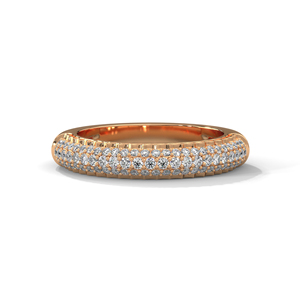 Anillo de Eternidad en Oro Rosa con Diamantes Redondos de Corte Brillante, Anillo de Boda Ancho con Pavé de Diamantes para Mujer - Product Image 1
