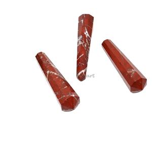 Lápices de doble terminación con cristal rojo pulido Curación natural Jasper Estilo de amor Tallado Grabado Material de piedras preciosas - Product Image 1