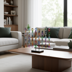 Modern Nordic Artistic <b>Acrylic</b> Abstract Link Sculpture <b>Coffee</b> <b>Table</b> Decorative Home Accessory - Product Image 3