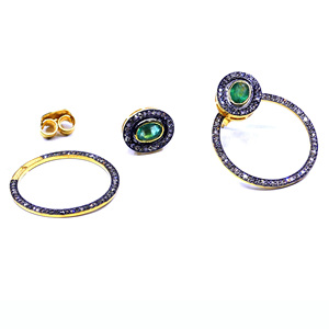 Luxury 18K Solid Gold <b>Hoop</b> <b>Earrings</b> With Emerald Cut Gemstone And Diamond Bezel Setting For Women's Everyday Wear - Product Image 5