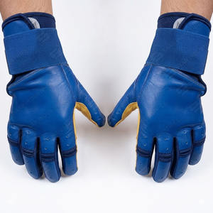 Venta caliente Guantes de béisbol Beige azul personalizados de calidad superior Guantes de bateo de cuero de puño largo profesional - Product Image 5