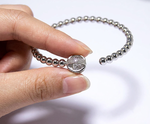 Beautiful Quality Cubic Zircon 925 Sterling Silver Children's Trendy Geometric Beaded <b>Bangle</b> <b>Bracelets</b> for Anniversary IGI - Product Image 5