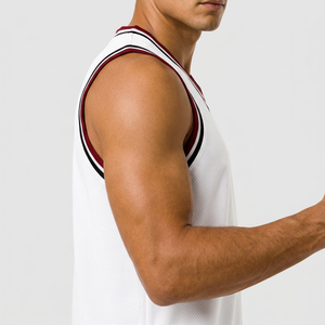 Maillot de basket-ball blanc personnalisé pour homme, col en V, sans manches, impression sublimée, équipe 09, coupe classique, toutes saisons, séchage rapide - Product Image 5