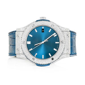 Montre à quartz en acier inoxydable avec bracelet de 20 mm, style Hip Hop Iced Out, sertie de Moissanite et de diamants VVS, verre tendance - Product Image 1