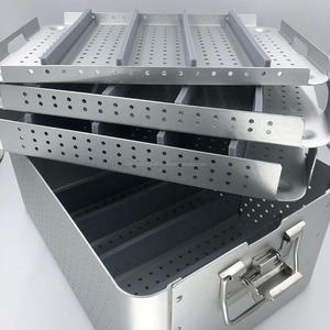 Custom Size Aluminum Alloy Manual Sterilization Tray Case 3 Inner Trays Ophthalmic Orthopedic <b>Tools</b> High Quality CE Certified - Product Image 2