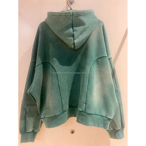 Pull à capuche vintage personnalisé de haute qualité, bas côtelé, poches de rue 100% coton, sweats à capuche lavés à l'acide, vente en gros sur mesure - Product Image 4