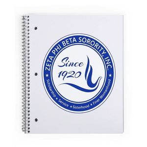 Cuaderno Espiral Zeta Phi Beta Azul y Blanco, Diario de la Hermandad Griega, Cuaderno Escolar Universitario, Bloc de Notas Resistente - Product Image 1