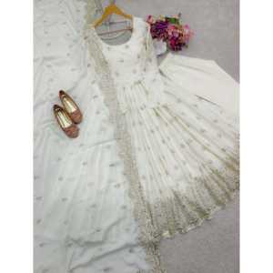 Vestido de noche bordado de diseñador-Vestido de fiesta Pent y Dupatta con trabajo de secuencia - Product Image 2