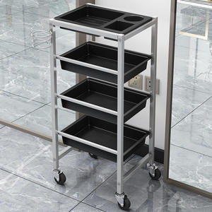 K 4 Tier Rolling Salon <b>Trolley</b> Metal Beauty Cart with Wheels Hair Studio Utility Rack - Product Image 4