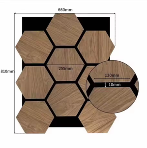 Panel Acústico Hexagonal de Madera Akupanel Negro con Fieltro Acústico y Chapa de Madera MDF para Paredes Interiores - Product Image 4