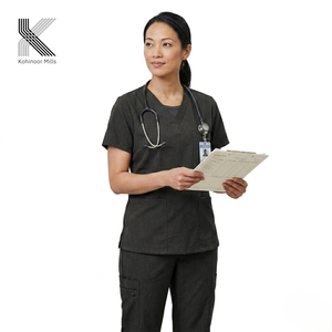 Tenue médicale unisexe à manches courtes, extensible, pour infirmières et médecins, vêtements de travail d'hôpital, OEM ODM - Product Image 1