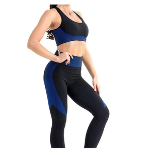 Conjunto de Yoga para Mujer de Primera Calidad, Último Diseño, Transpirable, a Cuadros, Hecho a Medida, de 2 Piezas, Sin Costuras, Ligero, con Logotipo y Color Personalizados - Product Image 4