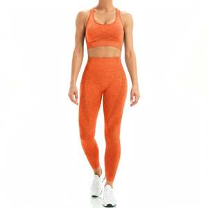 New Arrival Women's Orange 2-Piece Yoga Set High Quality Yoga Sets Breathable Bra <b>Leggings</b> Elastic Waist 2-Piece OEM Service - Product Image 6