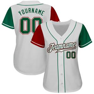 Maillot de football authentique personnalisé blanc, vert Kelly, rouge, uniforme d'équipe brodé, respirant, en polyester, à manches courtes, chemise boutonnée - Product Image 2