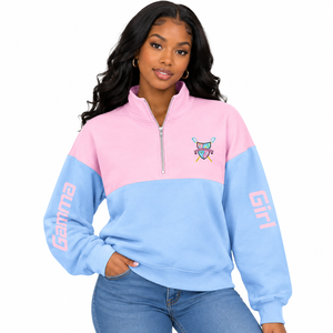 Gamma Phi Delta <b>Quarter</b> <b>Zip</b> Pullover <b>Women's</b> Short <b>Zip</b> Jumper Casual Mock Neck <b>Sweatshirt</b> Stand Collar <b>Zip</b> Up Pullover - Product Image 1