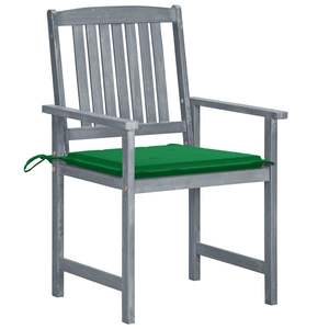 Solid Acacia Wood <b>Patio</b> Chairs with Gray Cushions <b>6</b>-<b>Piece</b> <b>Set</b> - Product Image 2