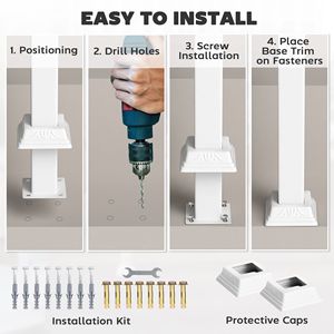Corrimano in Metallo Bianco a 1-3 Gradini per Scale Esterne di Portico e Terrazza, Kit di Facile Installazione per Dispositivi di Assistenza in Calcestruzzo - Product Image 6