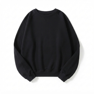 Sweat-shirt uni à col rond en coton mélangé à manches longues pour homme, personnalisable avec logo, vente en gros, directement de l'usine - Product Image 2