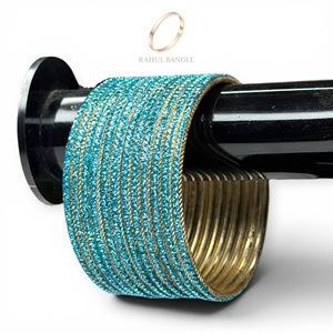 Bracelets tendance pour femmes en acier inoxydable bleu de qualité supérieure, finition plaquée or, vente en gros pour mariage - Product Image 1