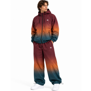 Ensemble de jogging pour homme personnalisé par sublimation, veste coupe-vent à capuche dégradée, pantalon de jogging à jambes larges, ensemble 2 pièces streetwear - Product Image 5