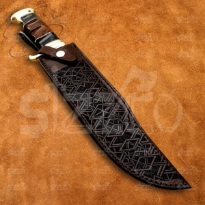 Couteau de chasse Bowie de combat style Crocodile Dundee personnalisé, lame fixe en acier D2, manche en cuir et corne de taureau, cadeau de collection pour l'extérieur - Product Image 6