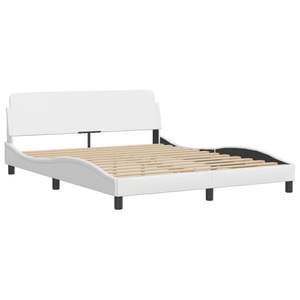 Cadre de lit rembourré Hvar blanc 59,8''x79,9'' avec LED sans matelas - Product Image 6