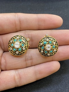 Pendientes de Bola de Esmeralda Vintage RAY FINE ORNATES, Certificados por IGI, Chapados en Oro de 1m, Estilo Victoriano Tradicional Indio para Aniversario - Product Image 1