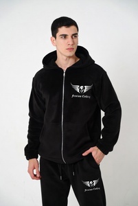 Conjunto Deportivo Completo para Hombre, Sudadera con Capucha Negra con Cierre y Bolsillos Plateados, Pantalones Deportivos a Juego, Calidad Profesional, Estilo Casual - Product Image 2