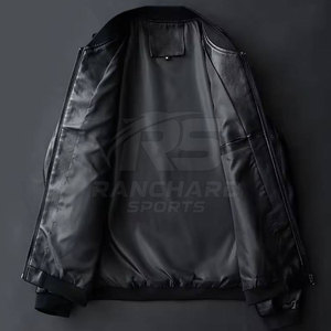 Blouson en cuir pour homme au toucher doux, style décontracté, fermeture éclair, style urbain - Product Image 4