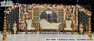 Luxury Metal Candle Wall Stands With <b>Floral</b> Decor For Wedding Stage Decor Modern <b>Box</b> Style Candle Wall Stands For Wedding Stage - Product Image 4