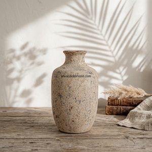 Vase Urne de Sol Rustique en Terre Cuite Crème Médiane, Pot en Céramique Façonné à la Main, Vase Décoratif de Table en Céramique, Vente en Gros - Product Image 2