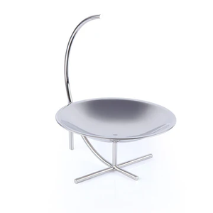 Stainless Steel Round Cake Stand Geometric Design Single Piece Serving Tray Display Rack - Product Image 3