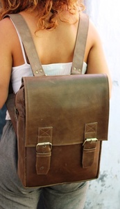 กระเป๋าเป้สะพายหลังหนังแท้วินเทจกระเป๋าเป้นักเรียนแบบลำลองสำหรับผู้หญิงเดินทางกระเป๋าเป้สะพายหลังใส่คอมพิวเตอร์สไตล์ Preppy - Product Image 2