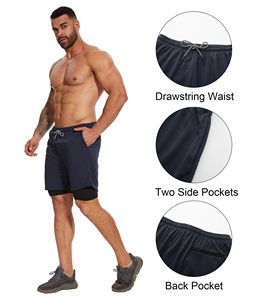 Pantalones Cortos Deportivos para Hombre con Logotipo Personalizado, Corte Dividido, para Gimnasio y Entrenamiento, MOQ Bajo, Mejor Precio - Product Image 5