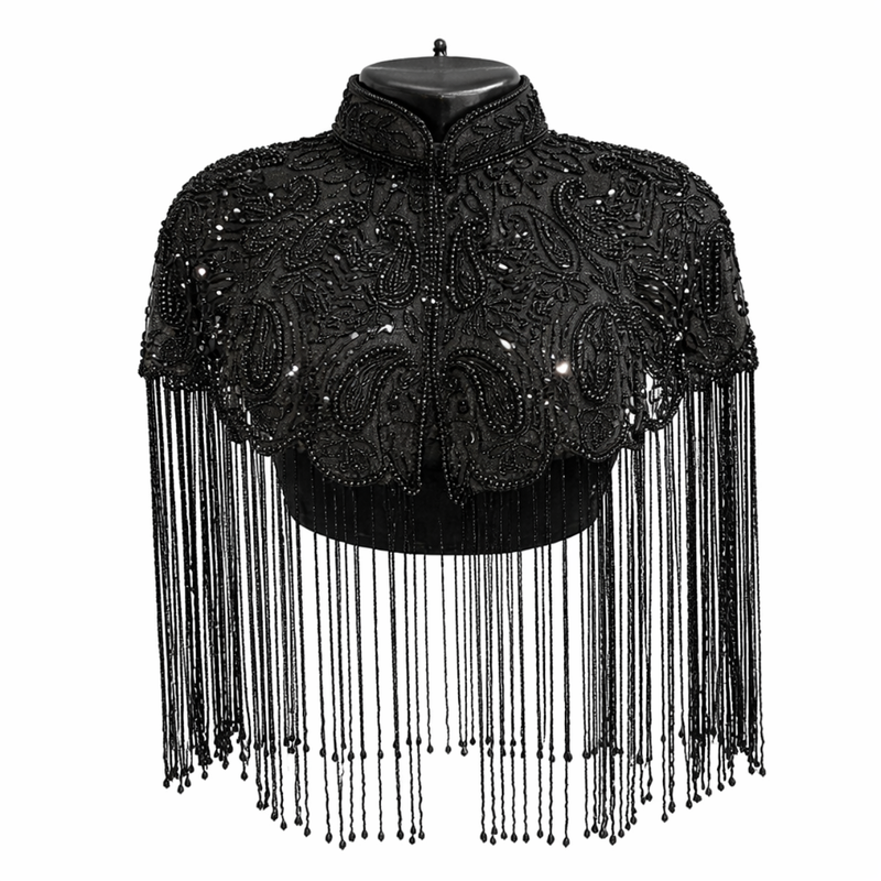Beaded Fringe Shoulder Shawl for Evening