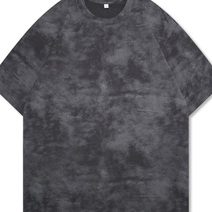 Men's Oversized <b>Tie</b>-Dye Short Sleeve O-Neck Casual T-Shirt 100% Cotton Jersey <b>Knitted</b> Regular Fit Solid Pattern - Product Image 2