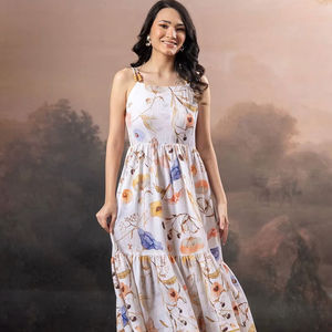 Nuevo Vestido Midi Elegante y Moderno para Mujer, Ajustado, sin Tirantes, con Estampado Floral en Contraste, Sexy, para Verano - Product Image 3