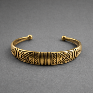 Bracelet manchette en laiton plaqué or antique, motif géométrique, style vintage, bijoux unisexe, bracelet tendance - Product Image 1