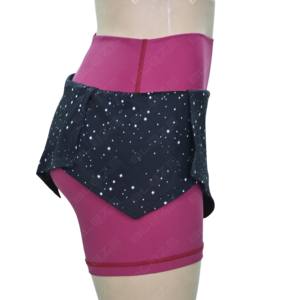 Shorts de sport et de yoga personnalisés pour femmes, taille mi-haute, 2-en-1, imprimés, froncés, avec ceinture, en Spandex/Polyester, effet push-up fessier - Product Image 5