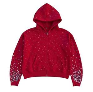 Best High Quality Wholesale Factory Custom Rhinestone <b>Women</b> Hoodies <b>Fleece</b> Custom Logo Design Full Zip Up Rhinestone - Product Image 6