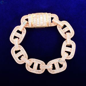 Pulsera Hip Hop con Eslabones en Forma de Baguette, Diamantes Cultivados en Laboratorio VVS1, Estilo Cubano - Product Image 1
