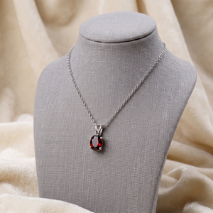 Última Colección de Joyería Clásica Hecha a Mano en Plata de Ley 925 para Mujer, Collar con Granate Natural en Forma Ovalada para Bodas y Fiestas - Product Image 2
